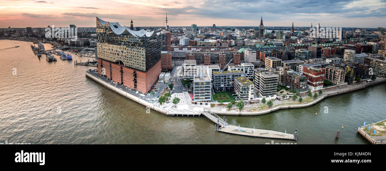 Elbphilharmonie Hamburg City Panorama Blick Stockfoto