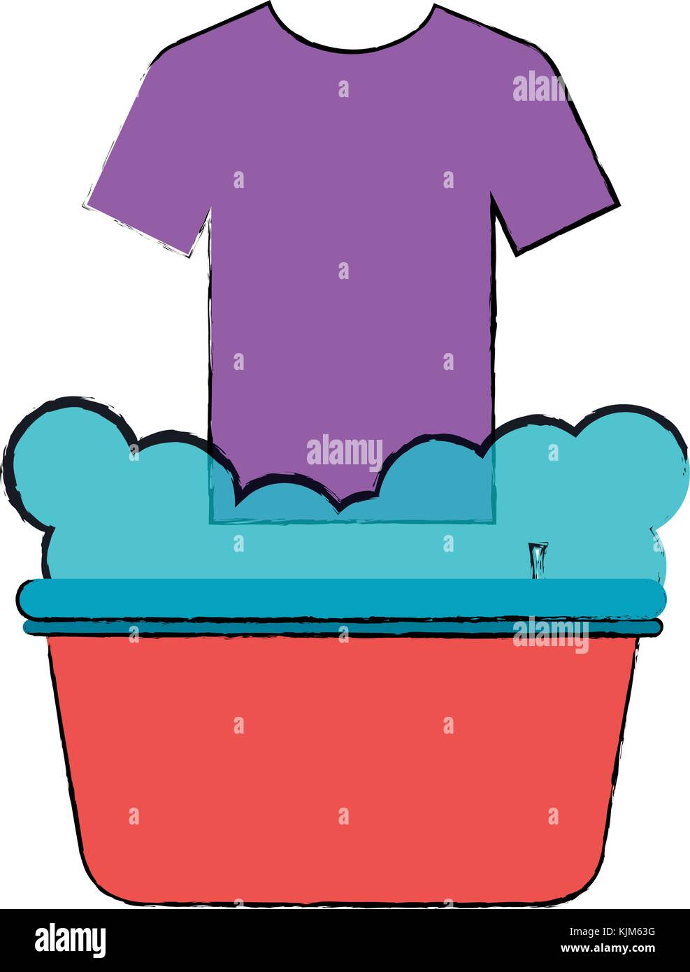 Wäscheservice Topf mit Shirt Vector Illustration Design Stock Vektor