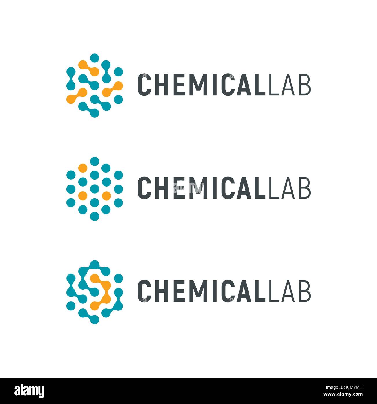 Chemisches Labor logo Vorlage. Abstrakte hexagon Vektor Schriftzug. Biologie hi-tech Technologie Logos. medizinische Geräte Stock Vektor