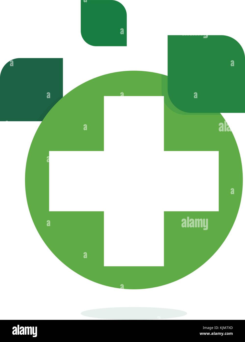 Green Cross logo, eco Heilpflanzen Apotheke, isolierte Vektor logo Vorlage auf weißem Hintergrund. Stock Vektor