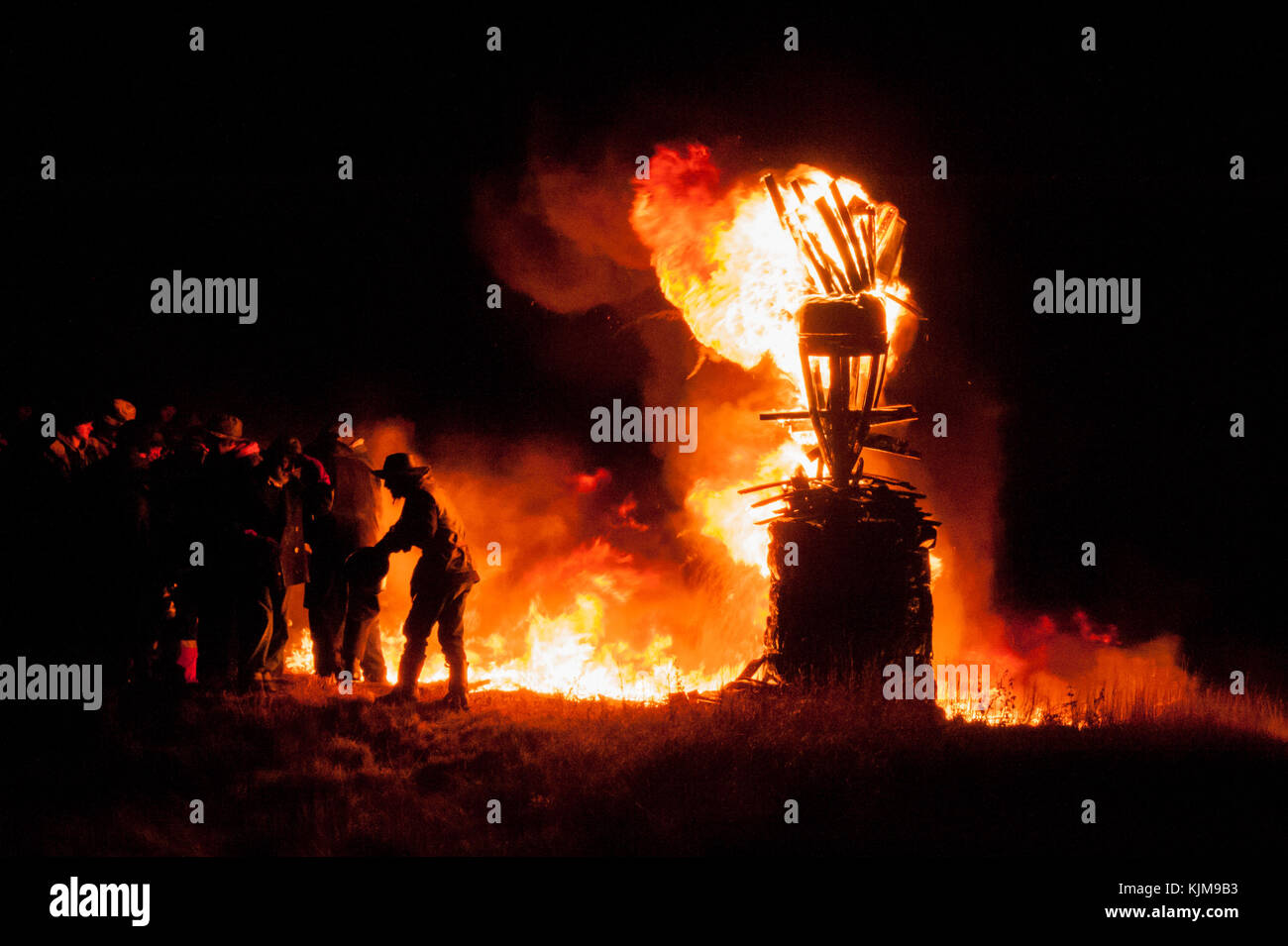 Brennen der clavie, burghead, Moray, Schottland Stockfoto
