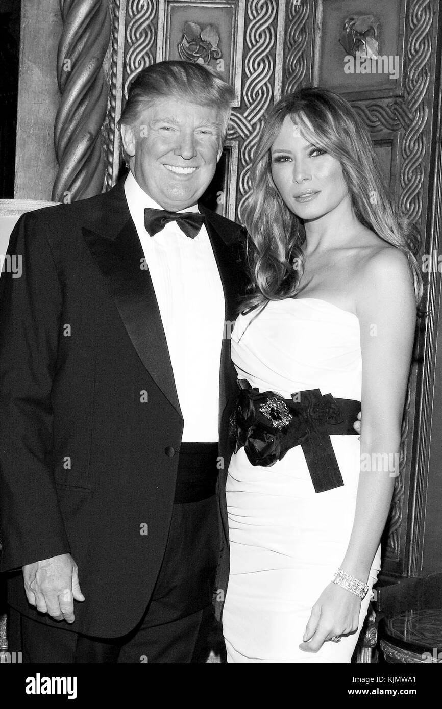 PALM BEACH, FL - 2009: Donald Trump und Melania Knauss im Mar-A-Lago Club 2009 in Palm Beach, Florida. Personen: Donald Trump, Melania Knauss Stockfoto