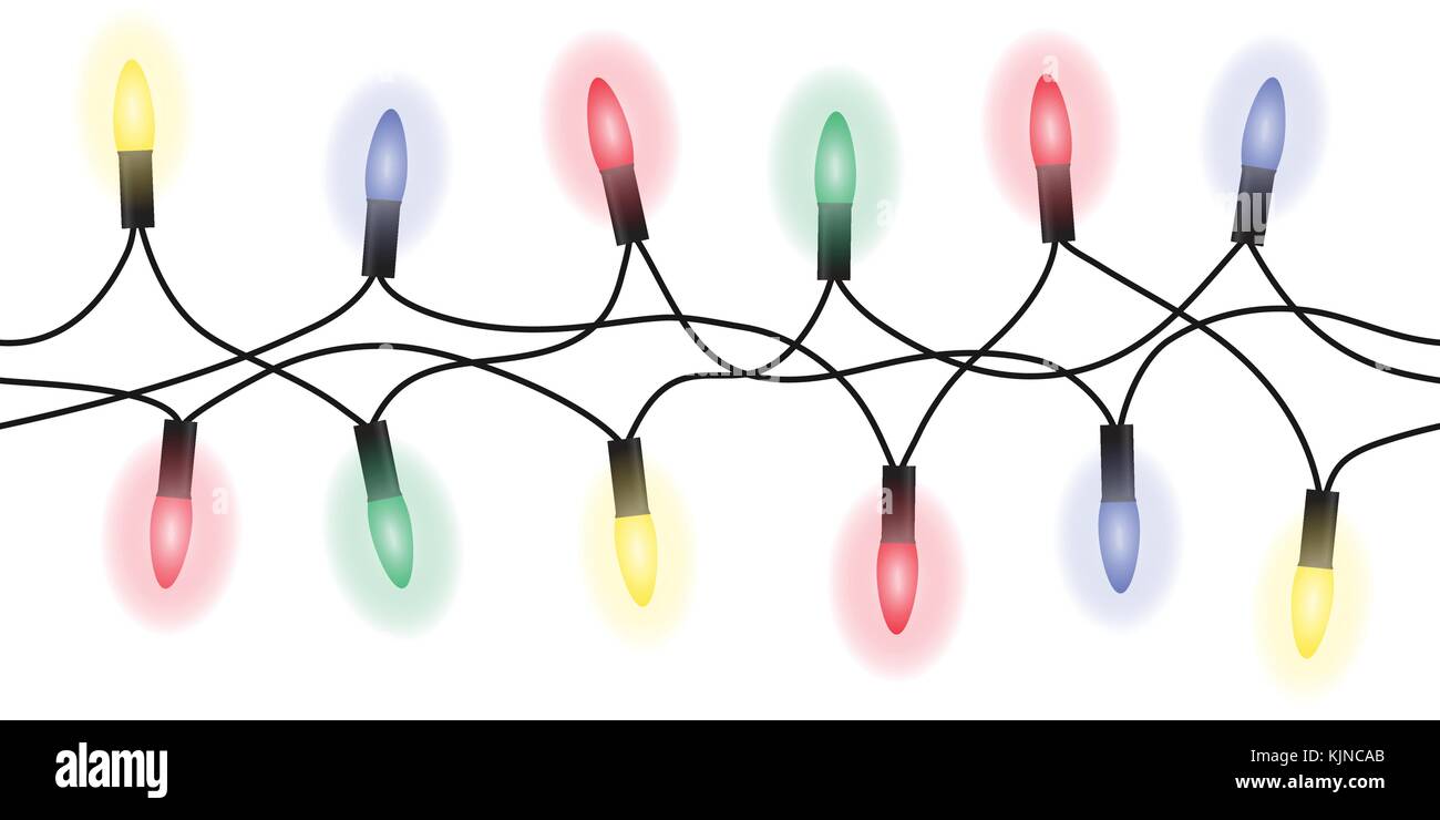 Vektor nahtlose Weihnachten Light set Girlande auf weißem Hintergrund Stock Vektor