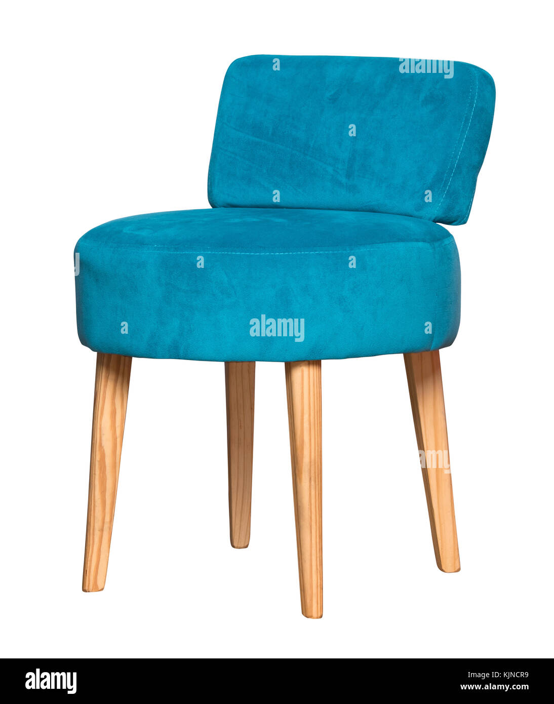 Kleine textile blauen Stuhl Hocker auf weißem Hintergrund Stockfoto