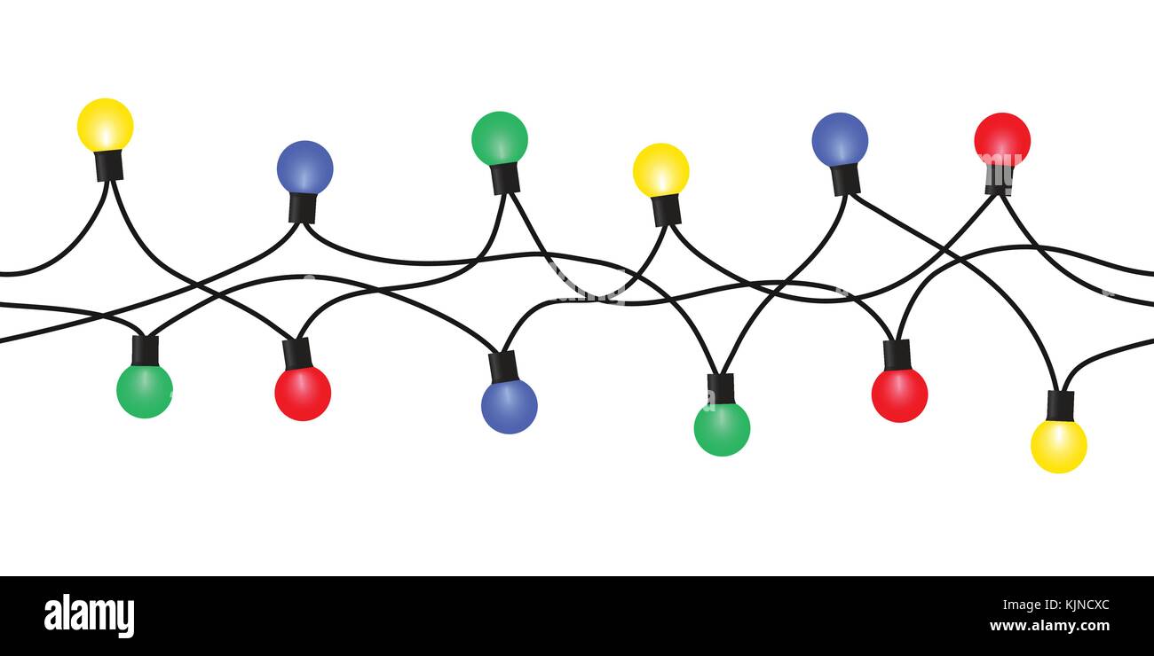 Vektor nahtlose Weihnachten Light set Girlande auf weißem Hintergrund Stock Vektor