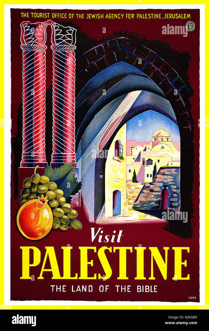 40er Vintage Travel Poster' Besuch in Palästina das Land der Bibel 'Jerusalem Stockfoto