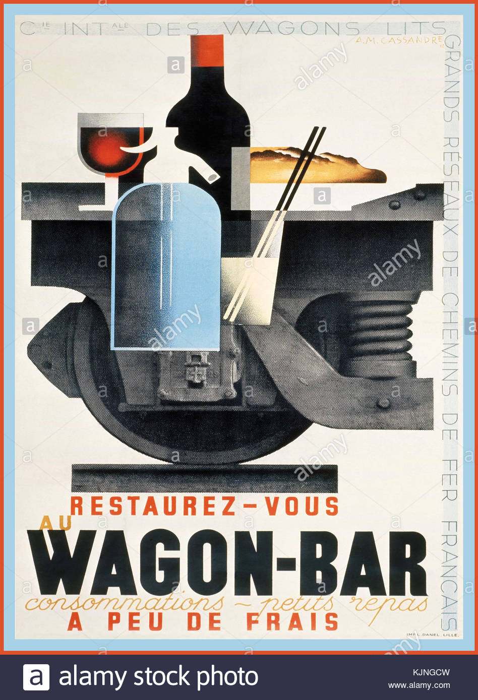 Vintage Franzosische Bahn Plakat Wagon Bar 1932 Kunstler