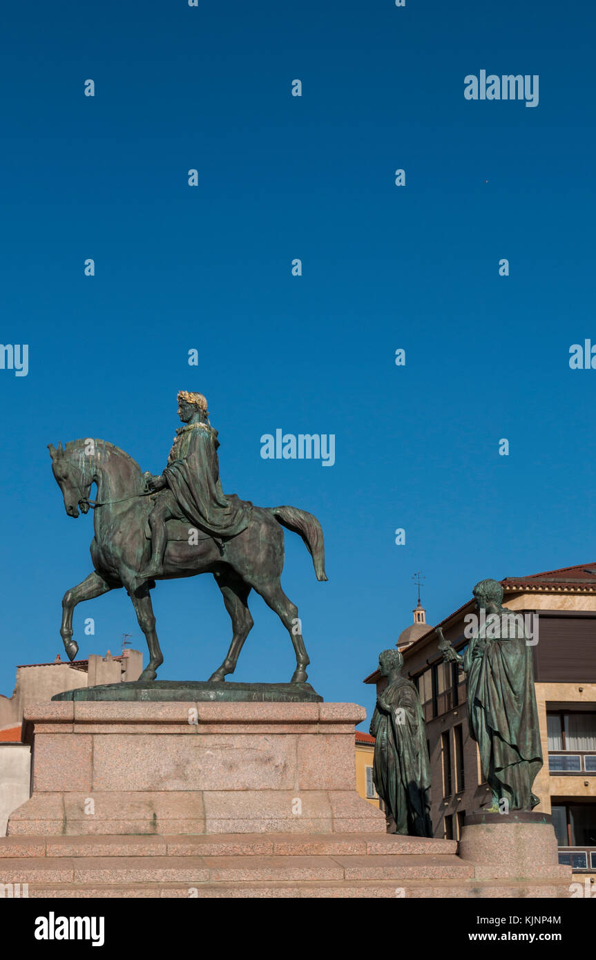 Korsika: Details zu Napoleon und seine vier Brüder, Denkmal 1865 in place de Gaulle (de Gaulle) in der berühmten Stadt Ajaccio eingeweiht Stockfoto