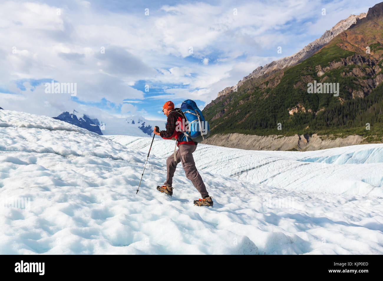 Wanderung in den Wrangell - St. Elias National Park, Alaska. instagram Filter. Stockfoto