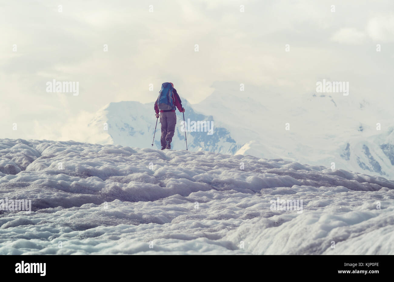 Wanderung in den Wrangell - St. Elias National Park, Alaska. Stockfoto