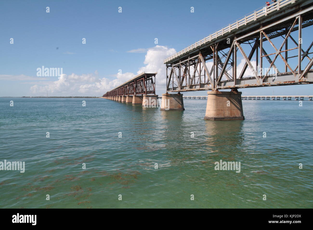 Die unterbrochene Brücke von alten Overseas Highway, Keys, Florida. Stockfoto