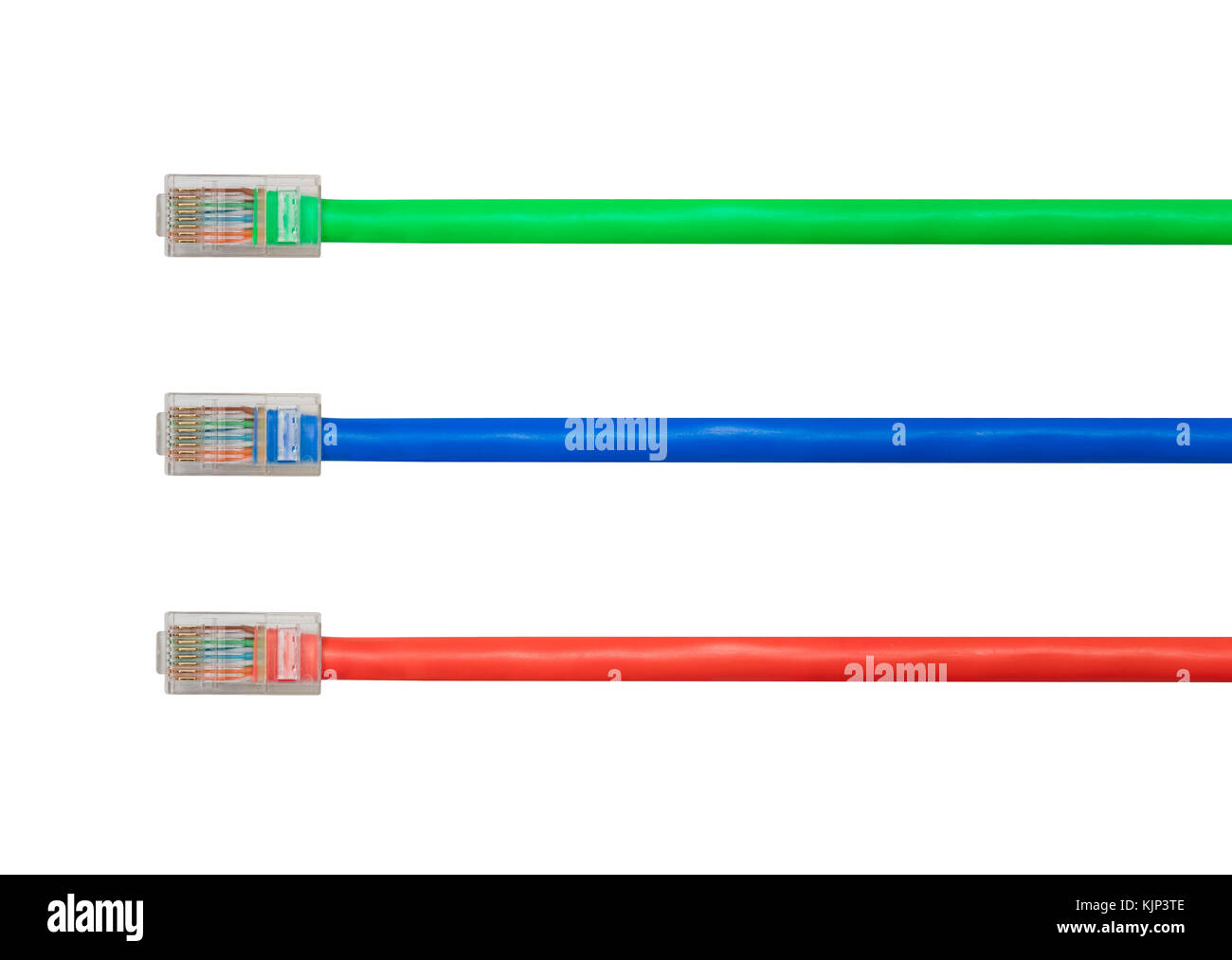 Anordnung der isolierten Cat5 Kabel Netzneutralität zu veranschaulichen Stockfoto