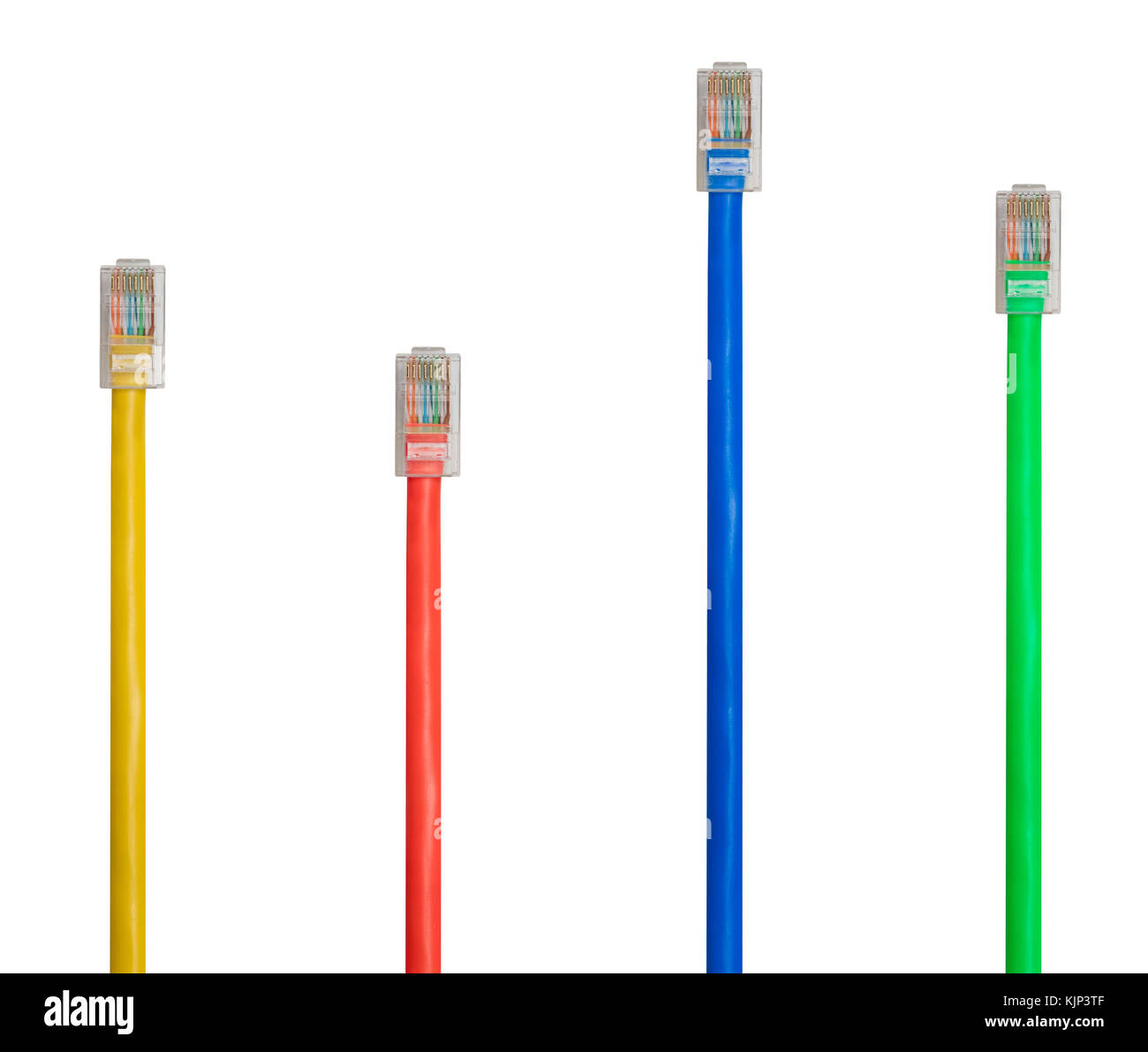 Anordnung der isolierten Cat5 Kabel Netzneutralität zu veranschaulichen Stockfoto