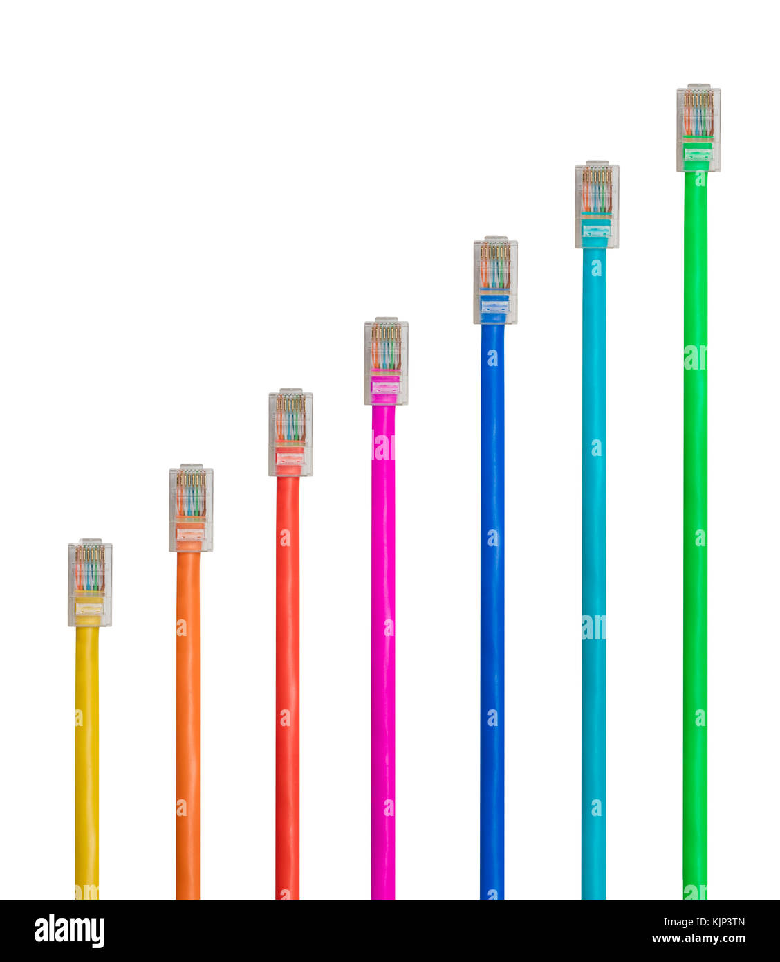 Anordnung der isolierten Cat5 Kabel Netzneutralität zu veranschaulichen Stockfoto