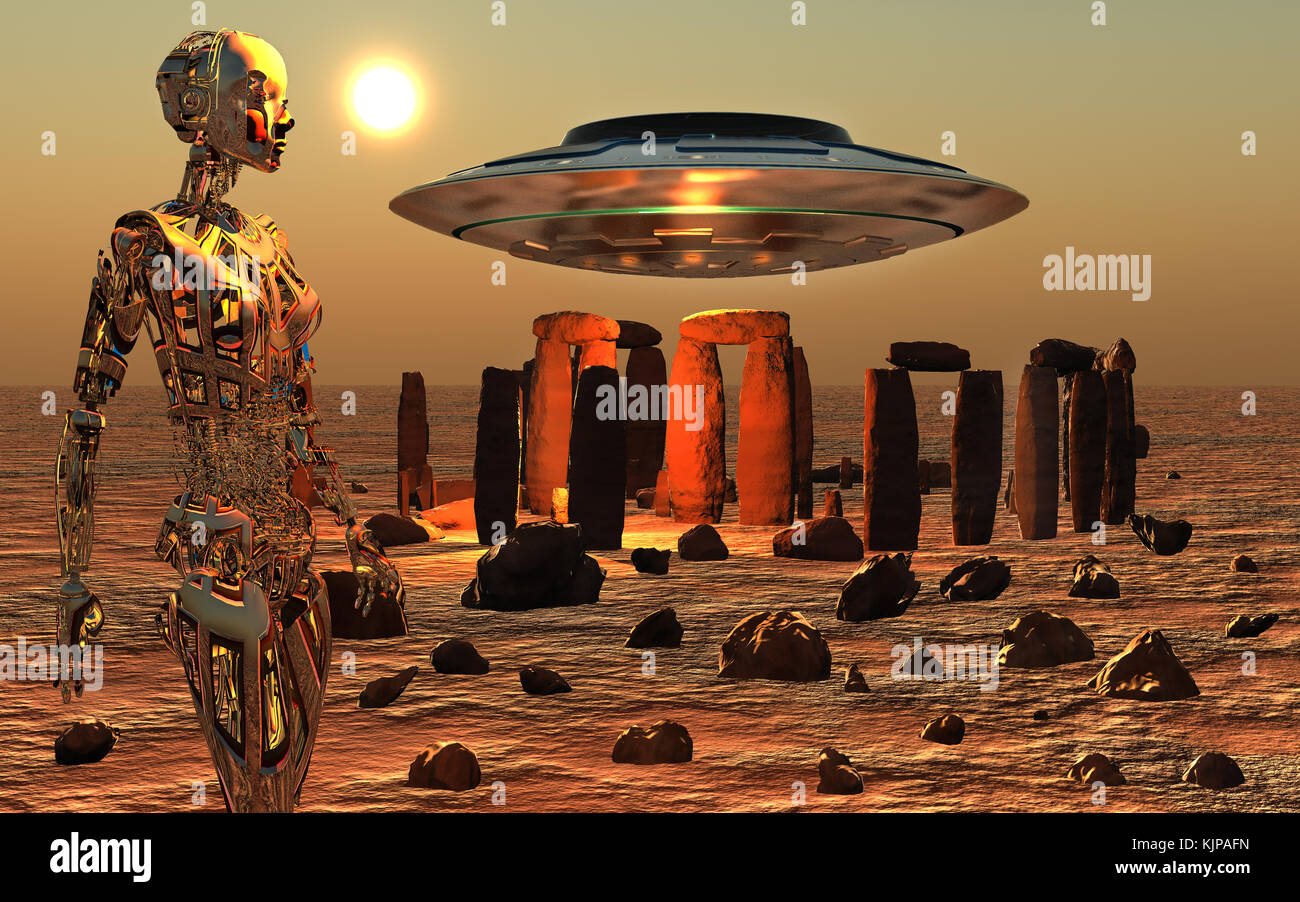 Ein steinkreis gebaut auf dem Mars, wenn der Planet Masse wie Atmosphäre hatte. Stockfoto