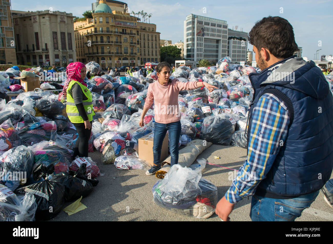 Marytrs' Square, Beirut, Libanon, 26. November 2017, freiwilligen Spenden prparing Beirut, Libanon, Credit: Mohamad Itani/Alamy leben Nachrichten Stockfoto