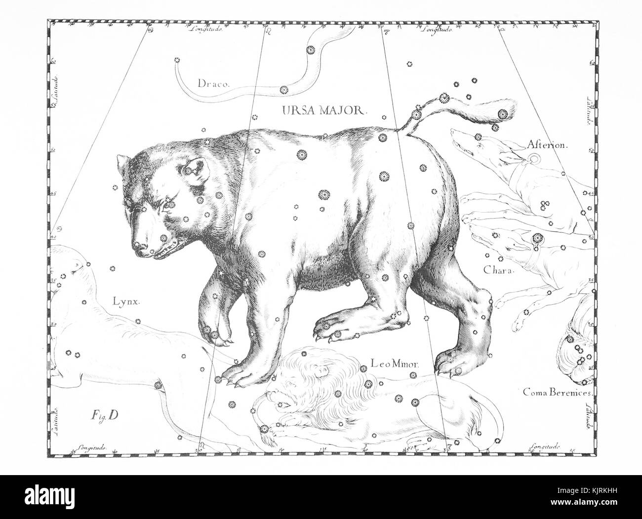 Astronomische Konstellation der Ursa Major auf einem hellen Hintergrund Stockfoto