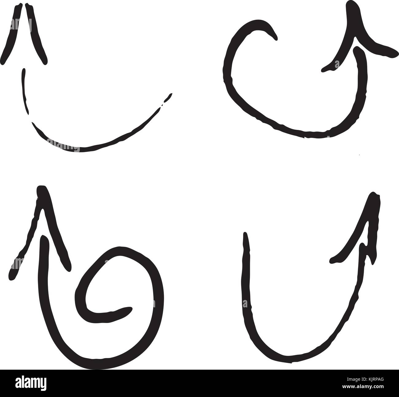 Hand gezeichneten Kurve Pfeil. Vektor Skizze Markierung drehen. Abbildung: Doodle hand Zeiger und Richtung Stock Vektor