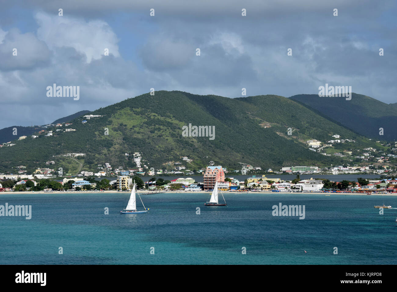 Küstenlandschaft von der Insel st Marten in der Karibik Stockfoto