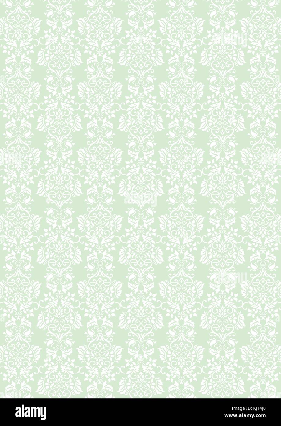 Format A3 elegante weiße Blumen muster Strukturierte grün Hintergrund Stock Vektor