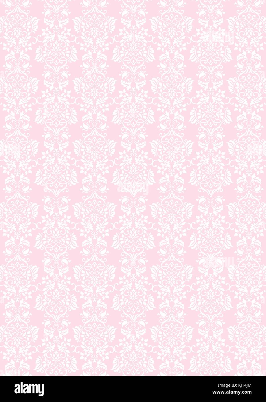 Format A3 elegante weiße Blumen muster Strukturierte rosa Hintergrund Stock Vektor