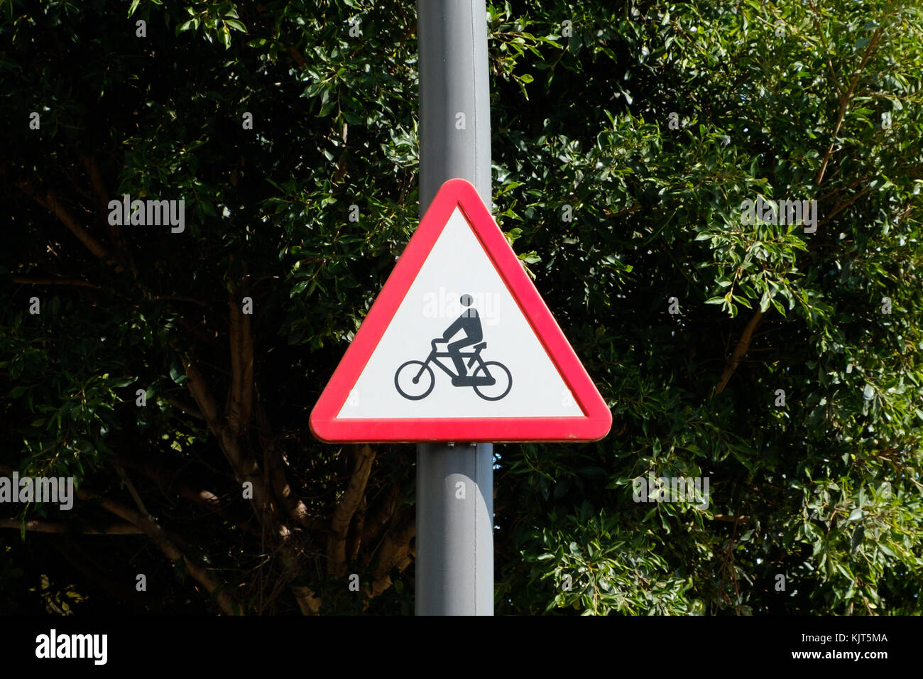Fahrrad symbol Verkehrsschild - Vorsicht, Radfahrer Beschilderung Stockfoto