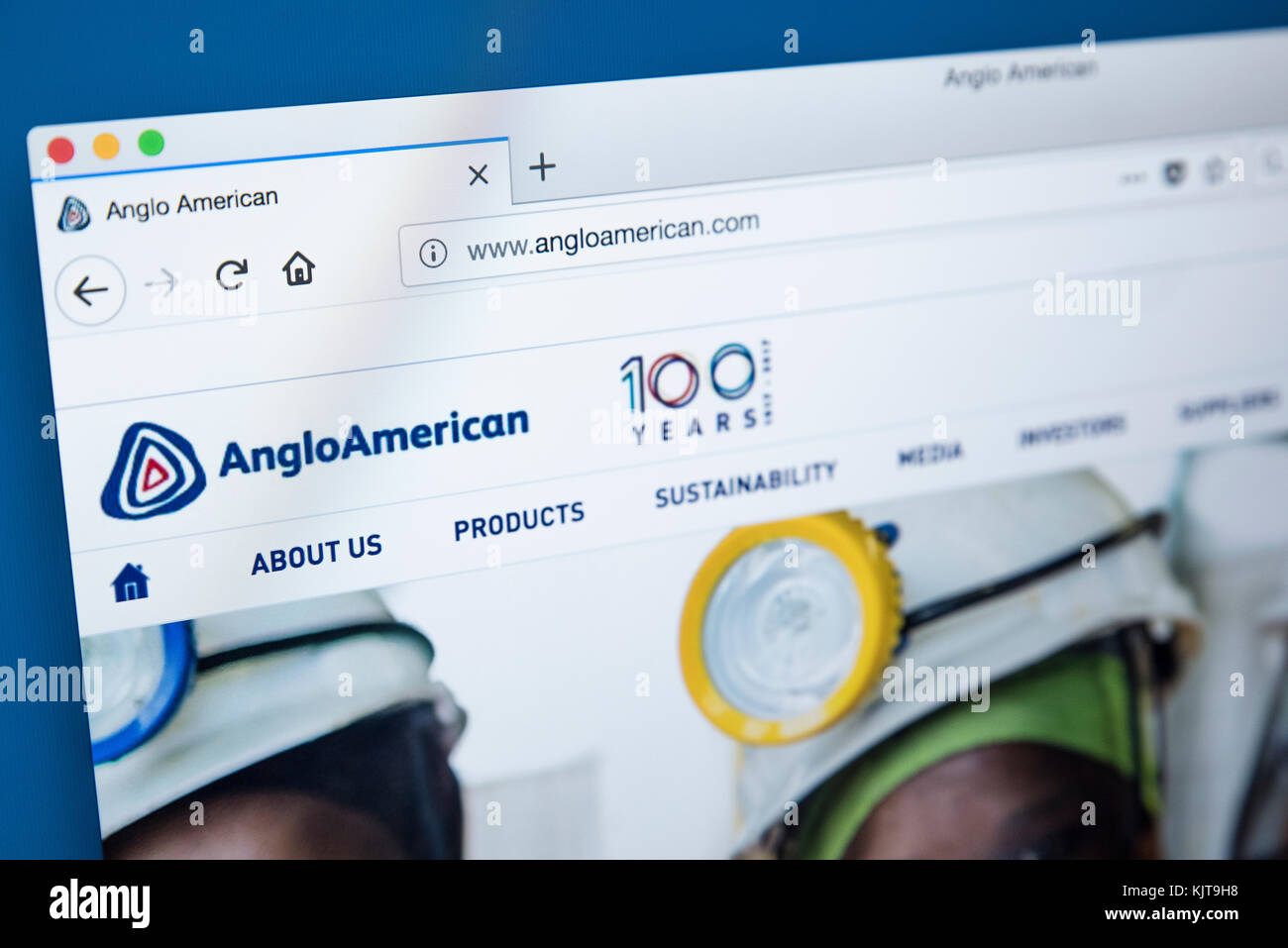 London, Großbritannien - 25 November 2017: Die Homepage der offiziellen Website für Anglo American plc - die multinationalen Bergbauunternehmen in Südafrika Stockfoto