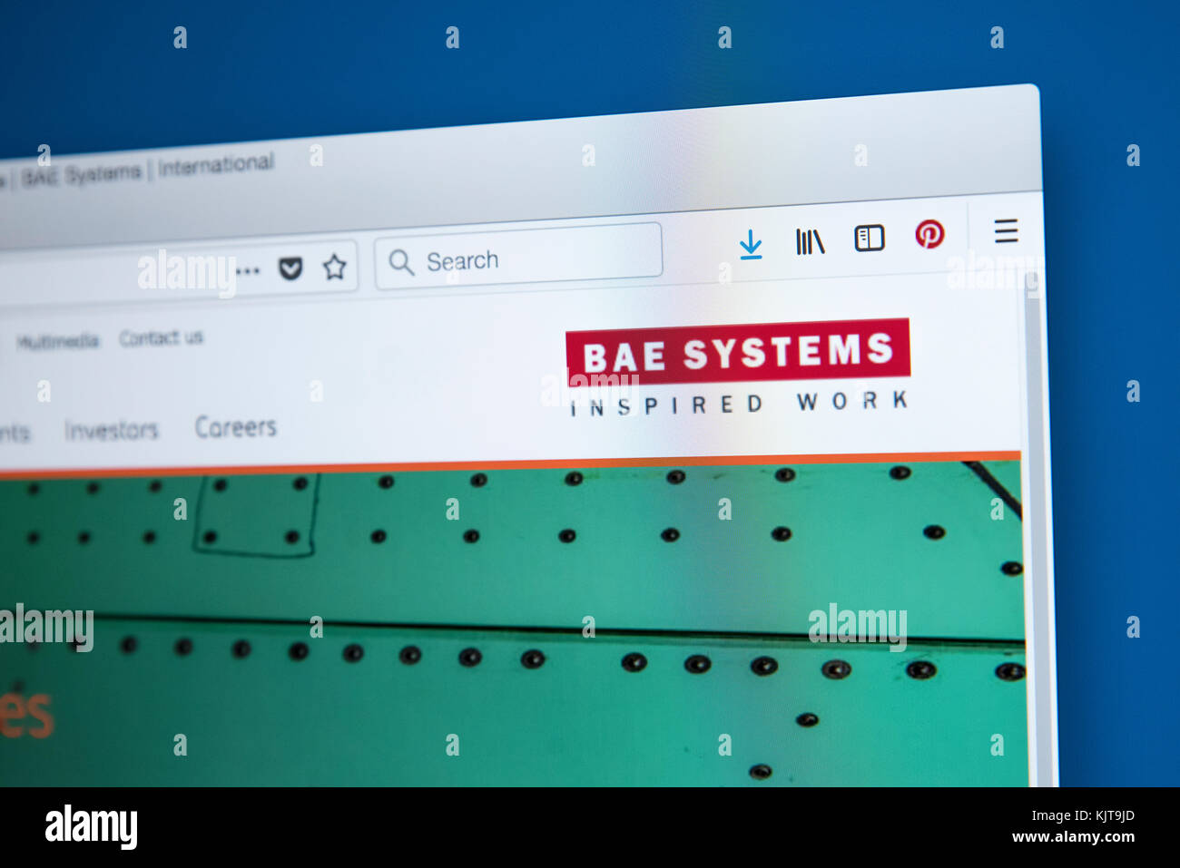 LONDON, UK - 25. NOVEMBER 2017: Die Homepage der offiziellen Website von BAE Systems plc - dem britischen multinationalen Verteidigungs-, Sicherheits- und Raumfahrtunternehmen Stockfoto