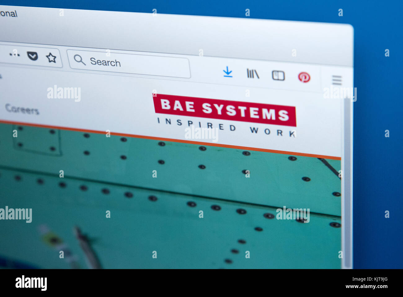 LONDON, UK - 25. NOVEMBER 2017: Die Homepage der offiziellen Website von BAE Systems plc - dem britischen multinationalen Verteidigungs-, Sicherheits- und Raumfahrtunternehmen Stockfoto