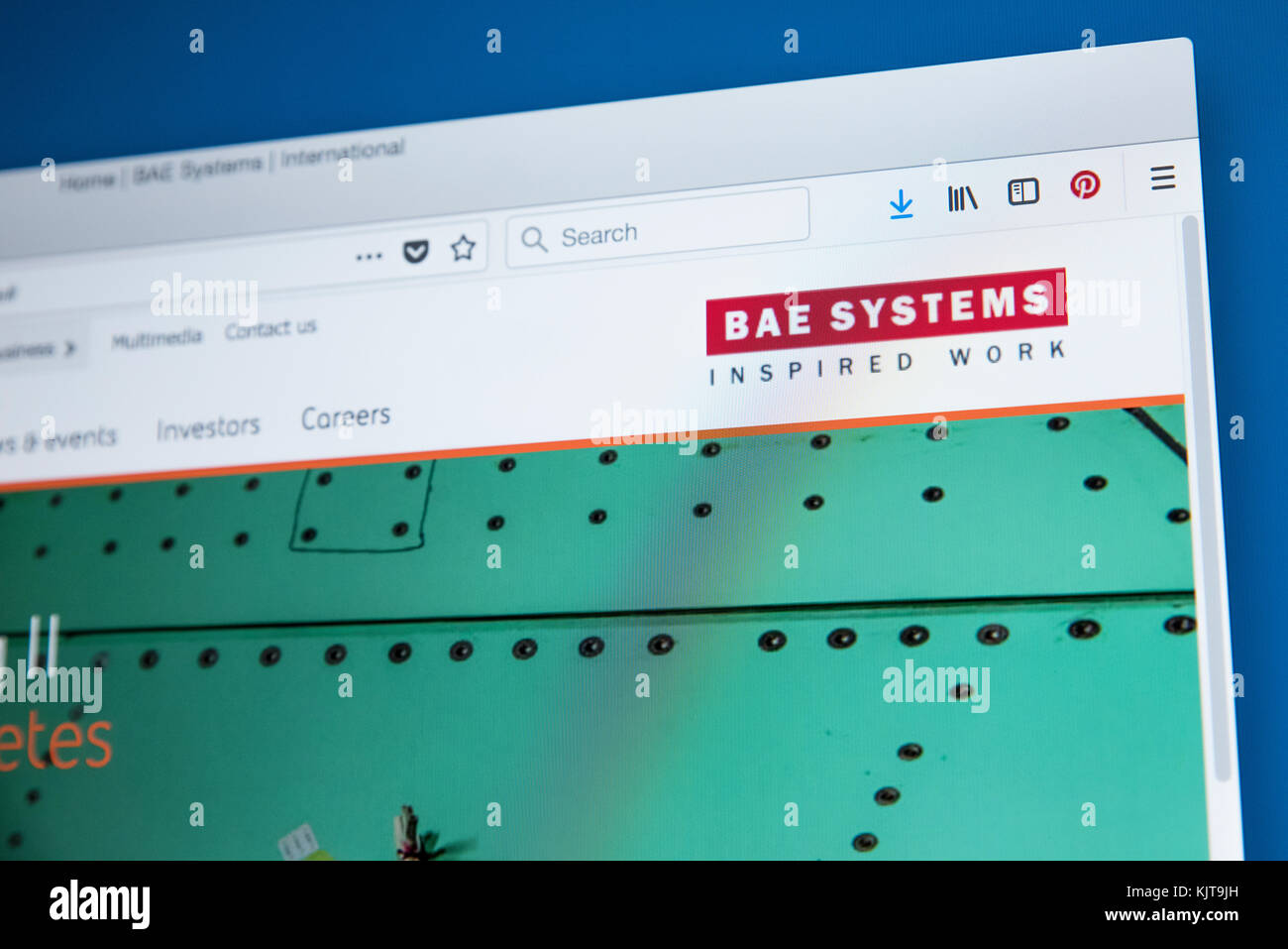 LONDON, UK - 25. NOVEMBER 2017: Die Homepage der offiziellen Website von BAE Systems plc - dem britischen multinationalen Verteidigungs-, Sicherheits- und Raumfahrtunternehmen Stockfoto