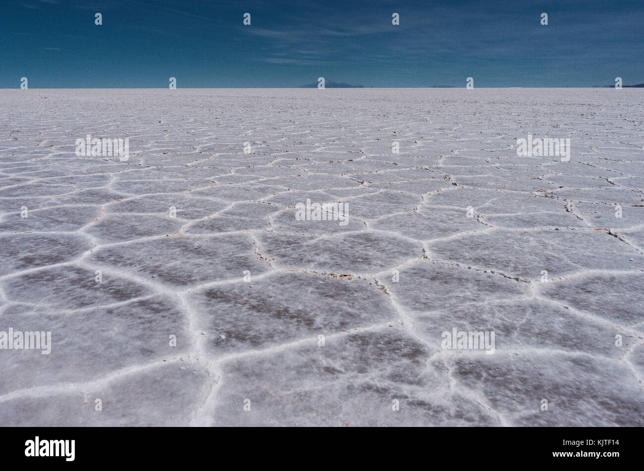 Foto im August 2017 in Uyuni in Bolivien, Südamerika: Salt Flats im Salar de Uyuni Wüste Bolivien genommen. Salar de Uyuni, der grösste Salzsee in der Npv Stockfoto