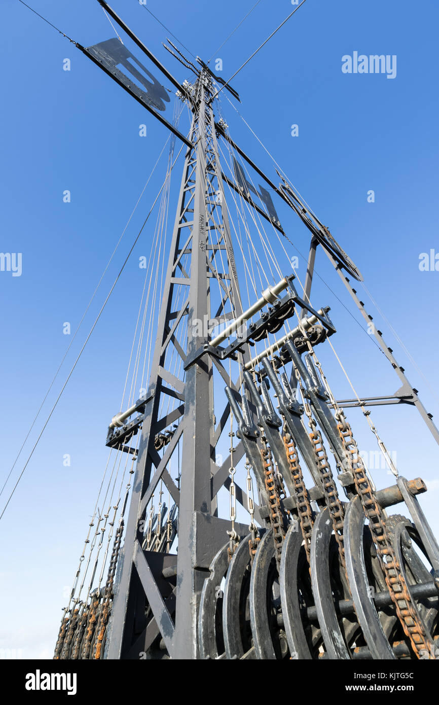 Wind semaphore in Cuxhaven, Windgeschwindigkeit und -richtung auf den Inseln Borkum und Helgoland. Stockfoto