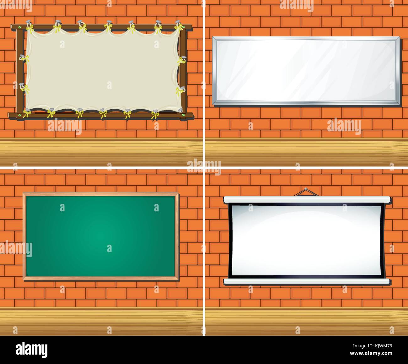 Vier verschiedene Arten von Boards an der Wand Abbildung Stock Vektor