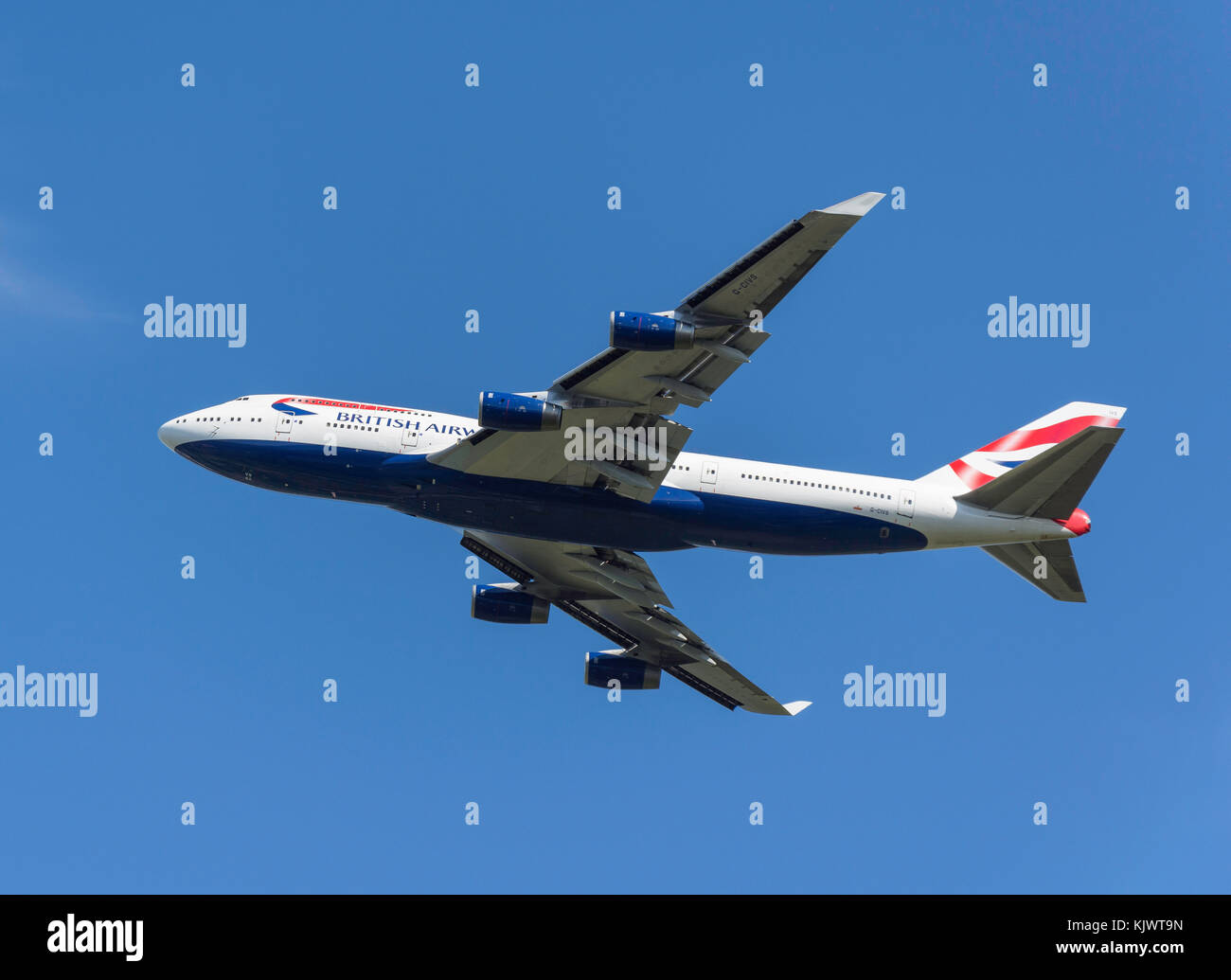 British Airways Boeing 747-436 Weg vom Flughafen Heathrow, Greater London, England, Vereinigtes Königreich Stockfoto