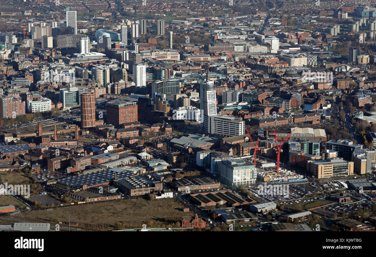Luftaufnahme von Bridgewater Hotel & Leeds City Centre, VEREINIGTES KÖNIGREICH Stockfoto
