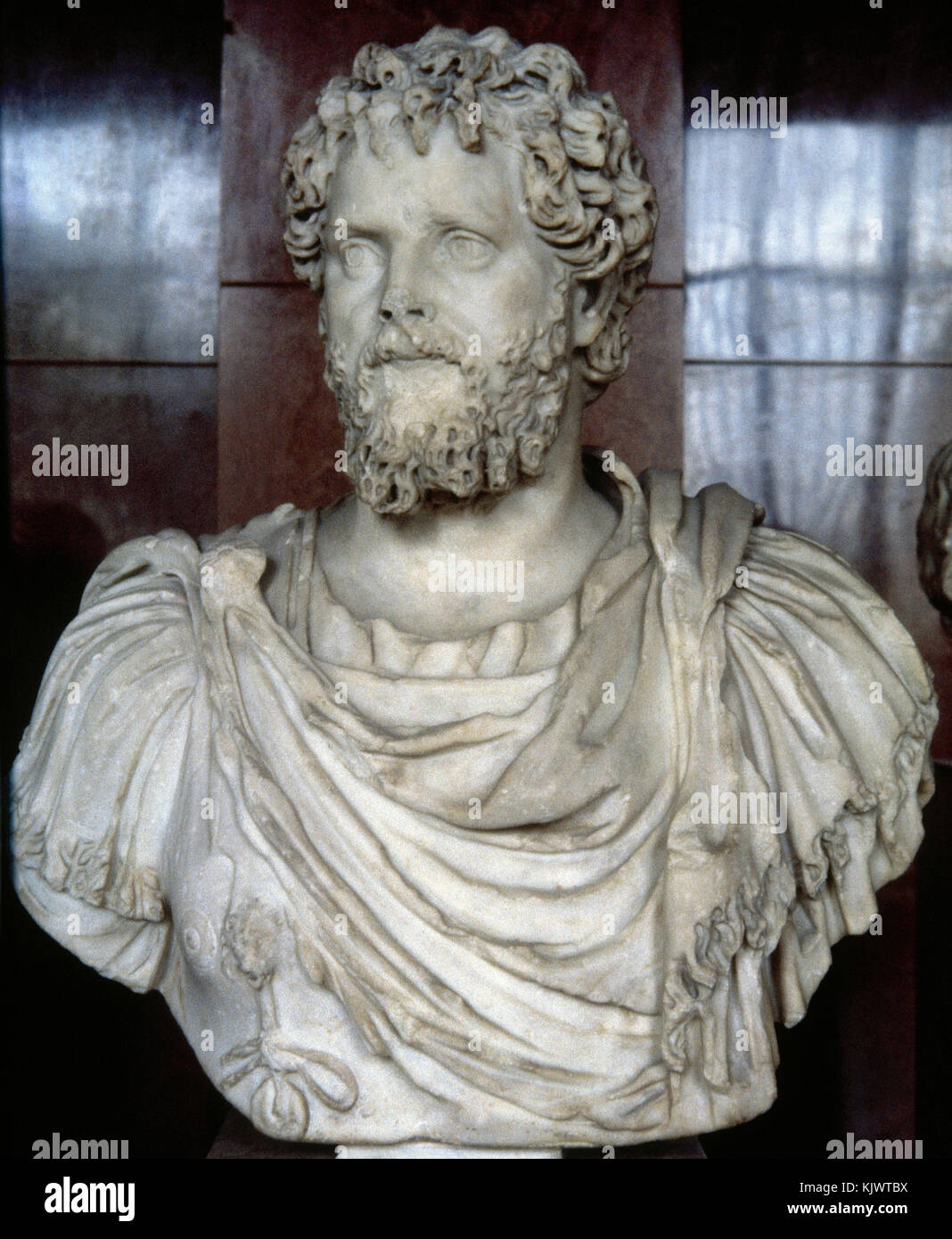 Septimius Severus. 21 römische Kaiser von 193-211. Severan dynasty. Büste. Marmor. Frühe 3. Jahrhundert n. Louvre Museum. Paris. Frankreich. Stockfoto