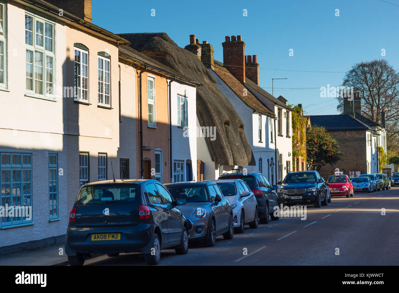 Hemingford Grey Dorf High Street, Cambridgeshire, England, UK. Stockfoto
