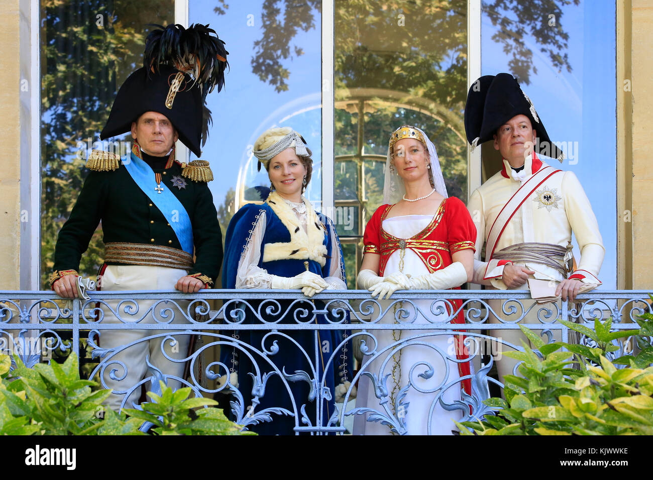 Zar Alexander I. und der Großherzogin Maria Pawlowna von Russland und der König Friedrich Wilhelm III. und Königin Louise von Preußen in Rueil-Malmaison, Frankreich Stockfoto