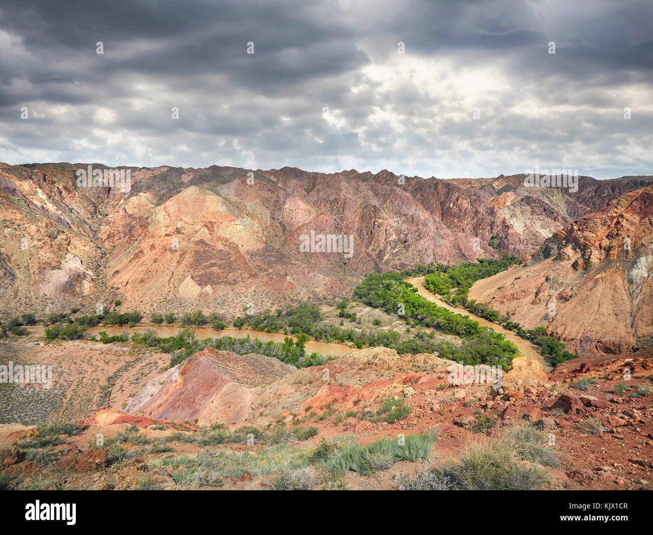 Landschaft des Flusses in der charyn Canyon in kazakhsthan Stockfoto