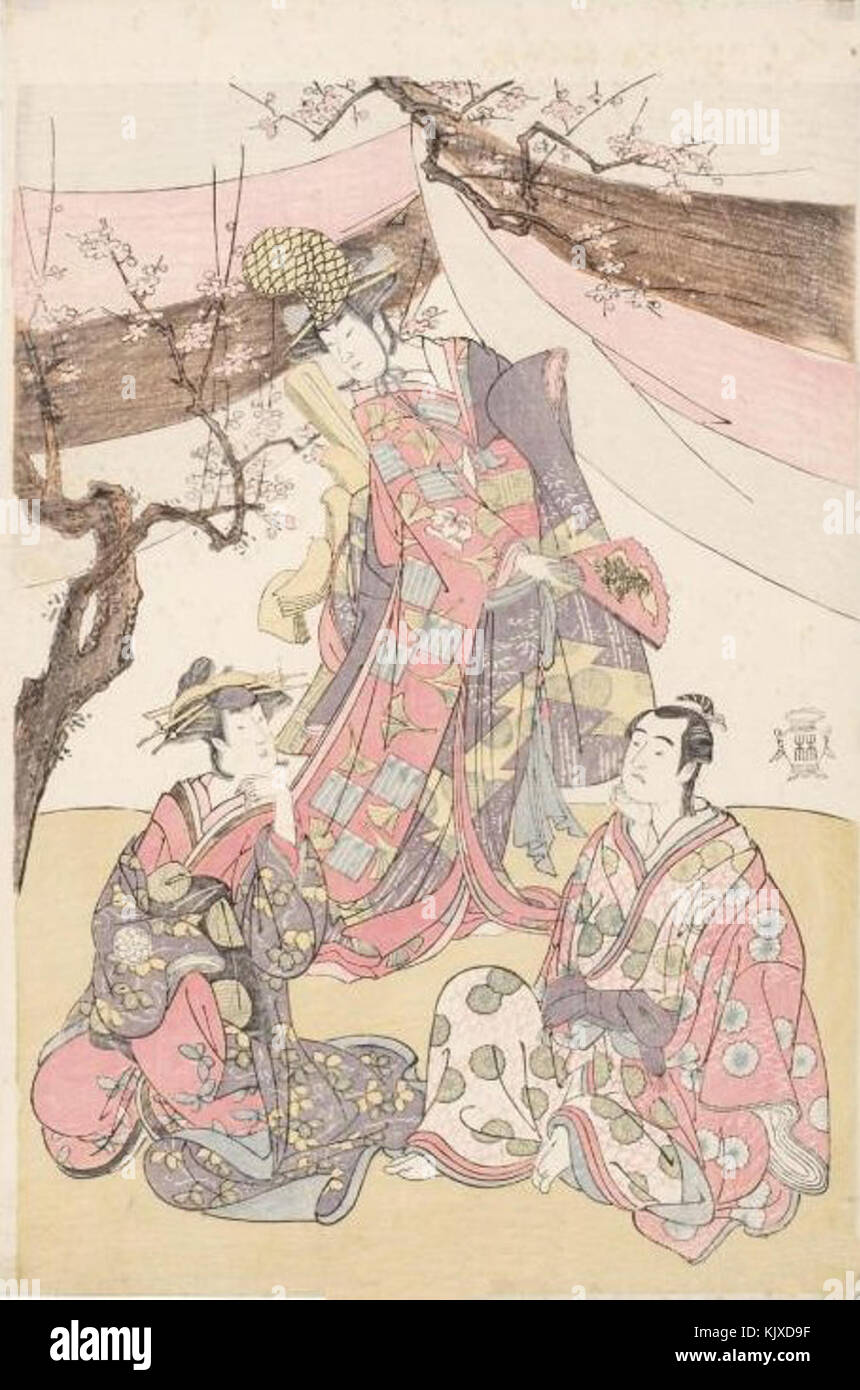 WLA-haa Shunsho Katsukawa Figuren gekleidet als kurtisanen Stockfoto