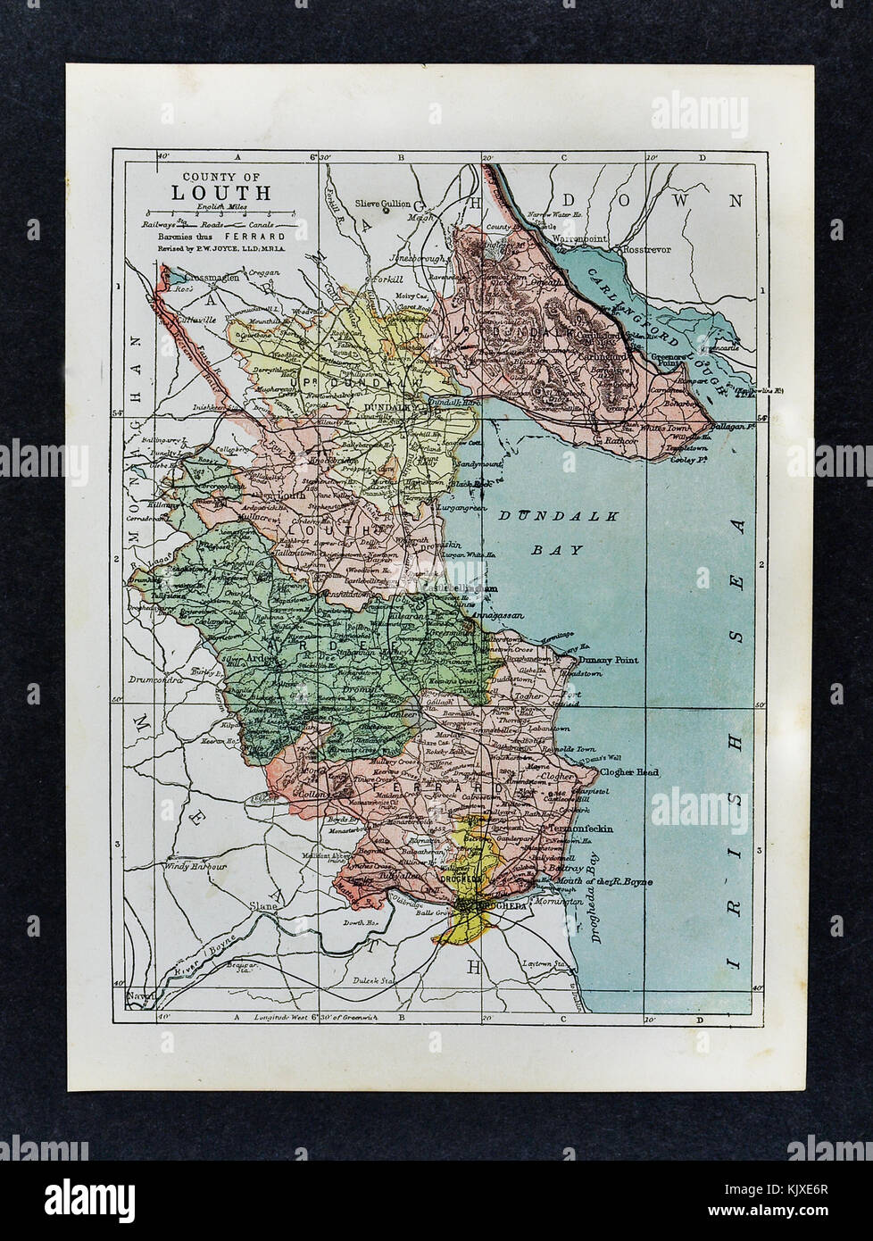 Antike Irland Karte - Louth County - drogheda Dundalk ardee castlebellingham dunleer Stockfoto