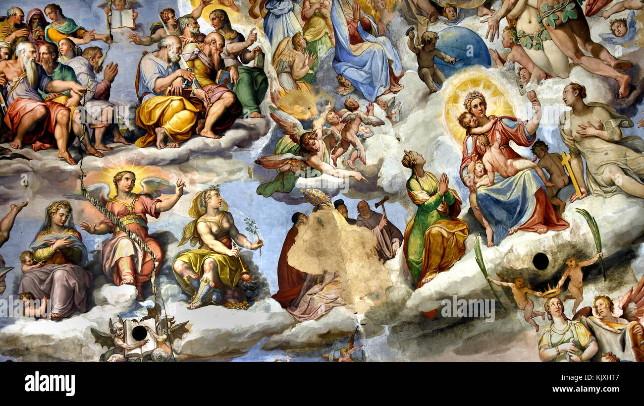 Giorgio Vasari, das Letzte Gericht (Detail), 1572-79, von Giorgio Vasari 1511 - 1574, Duomo, di Firenze (die Kathedrale von Santa Maria del Fiore in Florenz - Kathedrale der Heiligen Maria der Blume 1336) Florenz Italien Italienisch. Stockfoto