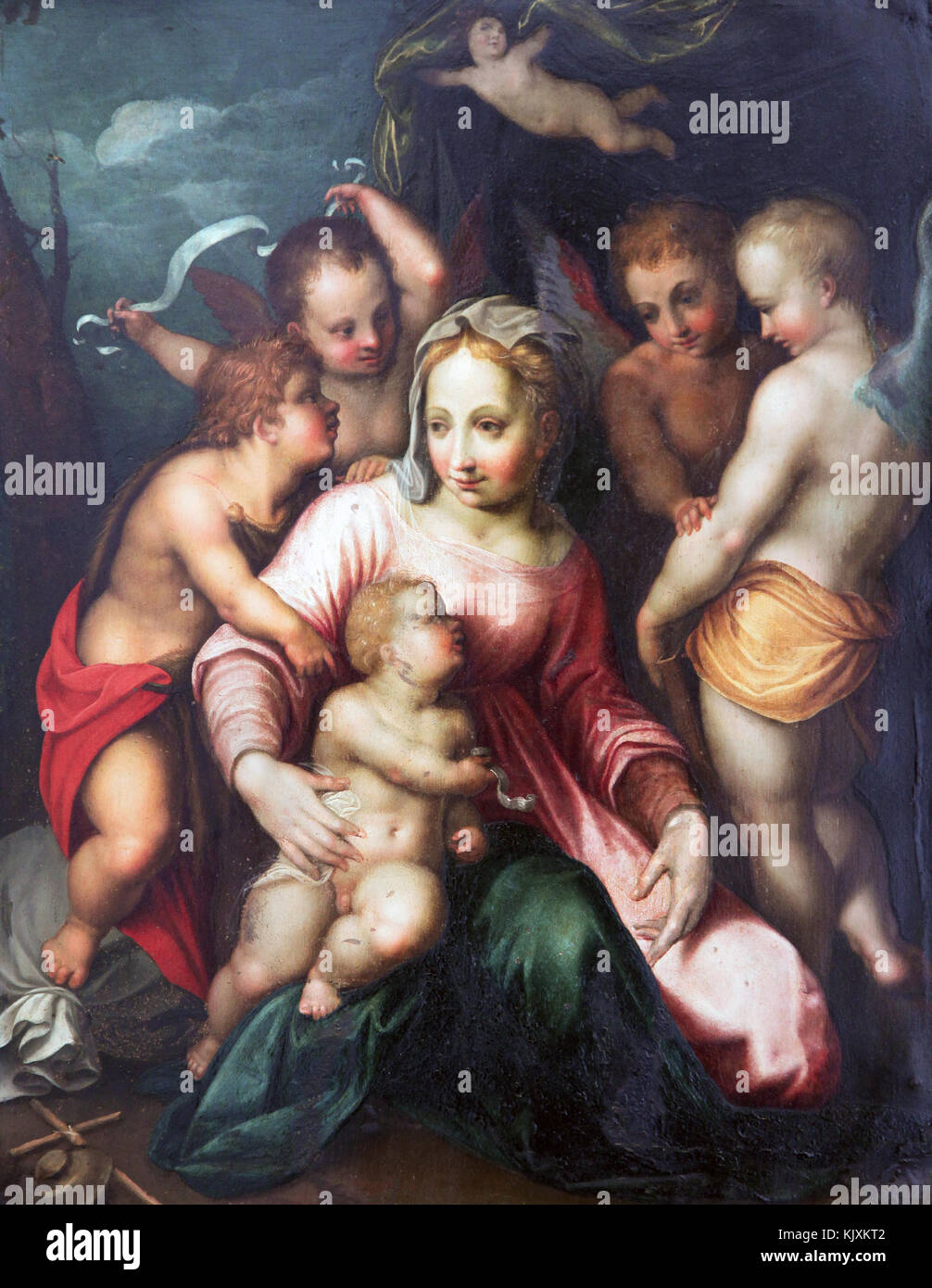 Jungfrau mit Kind aus dem 16. Jahrhundert Malerei. Nach Andrea del Sarto 1486-1530 Stockfoto