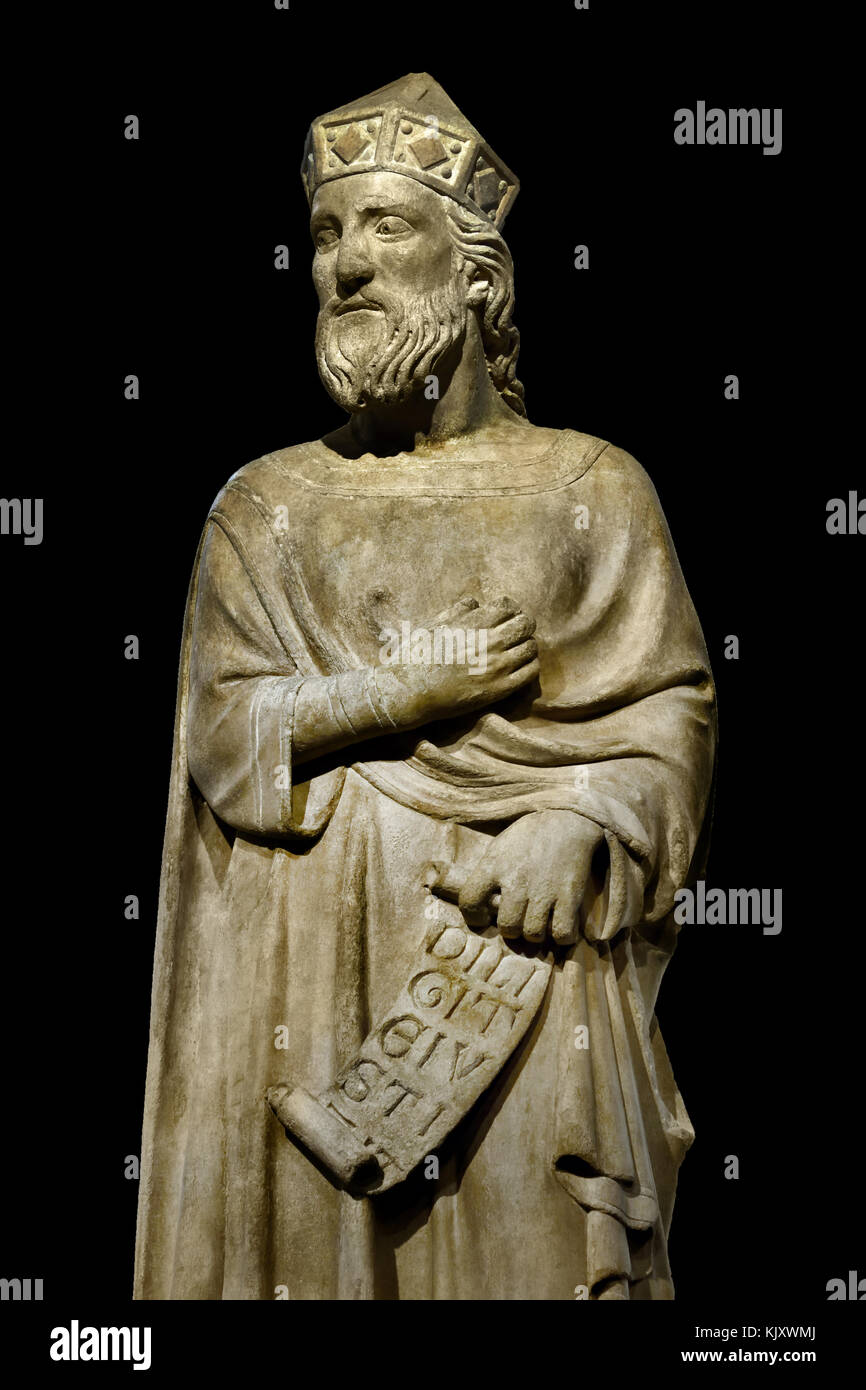 König Salomo, 1337-41, auf der Nordseite der Glockenturm von Andrea Pisano 1290-1348 Duomo di Firenze (die Kathedrale von Santa Maria del Fiore in Florenz - Kathedrale der Heiligen Maria der Blume1336) Museo dell'Opera del Duomo, Florenz Italien Italienisch. Stockfoto