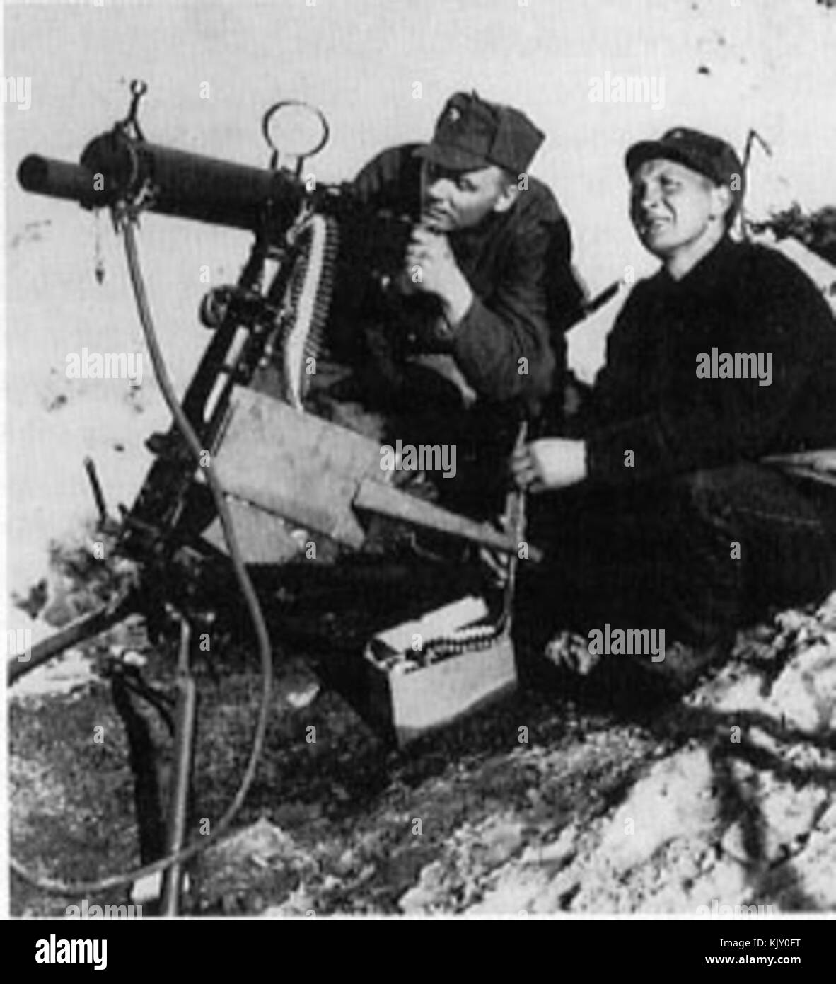 Norwegische Armee Colt Heavy Machine Gun am Narvik vorne