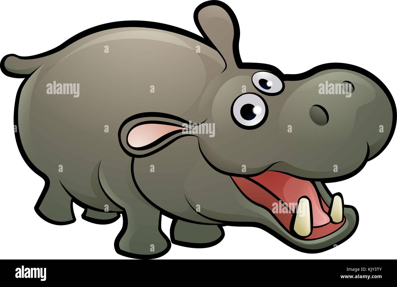 Hippo Safari Tiere Cartoon Charakter Stock Vektor