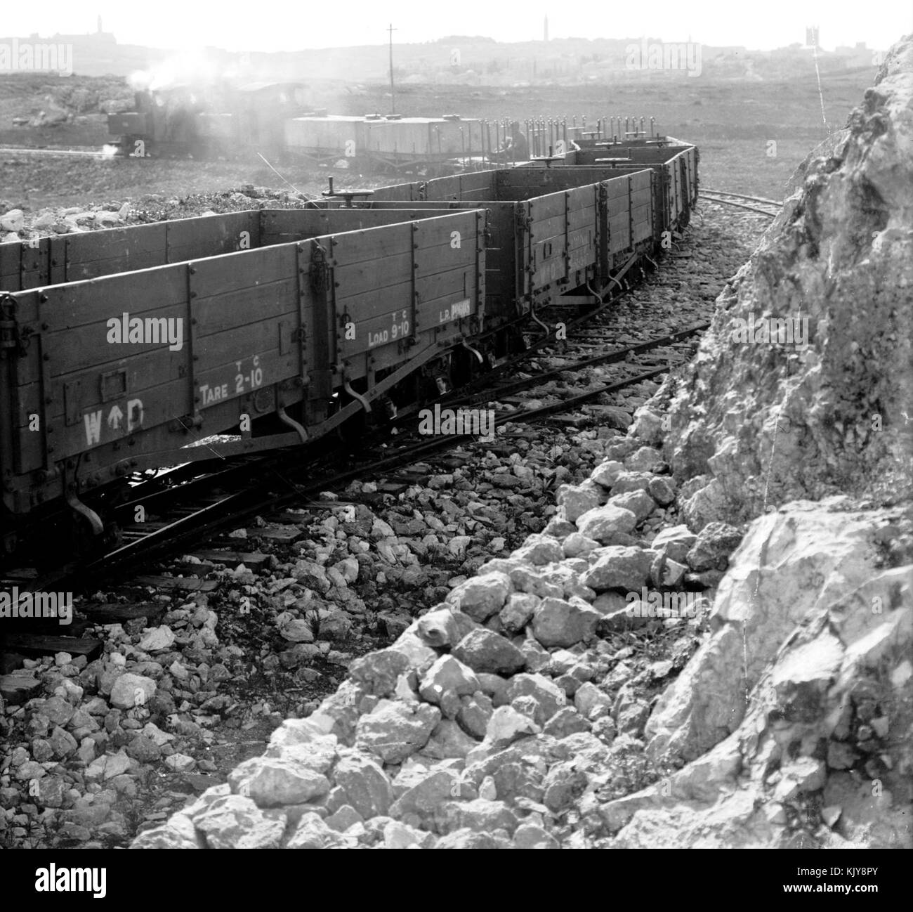 Ansicht der Rückseite des militärischen Zug kurvt um Anschluss in der Nähe von Grab der Richter, 1918. II. Stockfoto