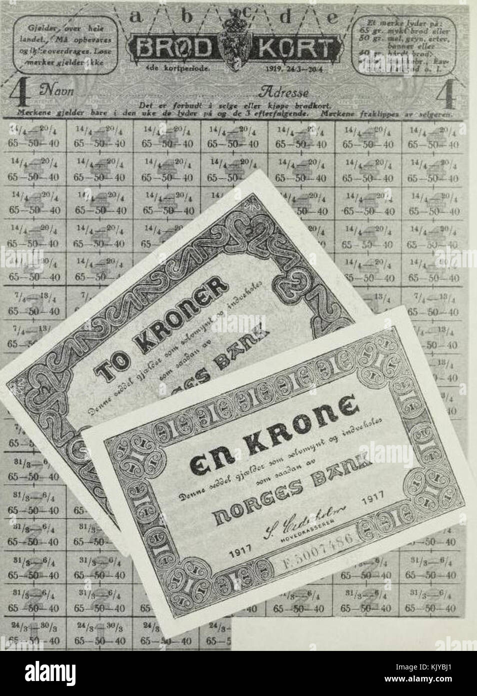 1919 Rasjoneringskort Stockfoto