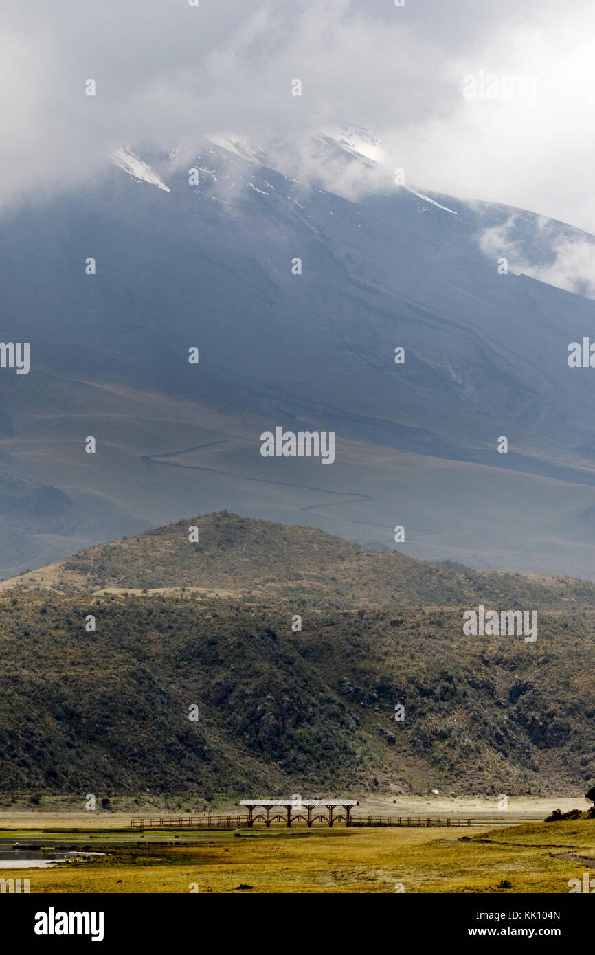 Cotopaxi National Park Landschaft mit schneebedeckten Vulkan Cotopaxi im Hintergrund, Ecuador, Südamerika Stockfoto