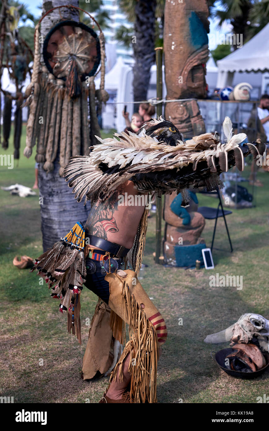 Schauspieler gekleidet als Indianer der Ureinwohner, Thailand, Südostasien Stockfoto